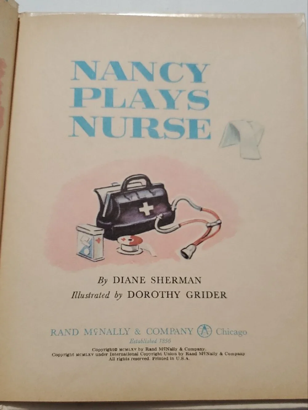 Nancy Plays Nurse Vintage Children's Book - Diane Sherman